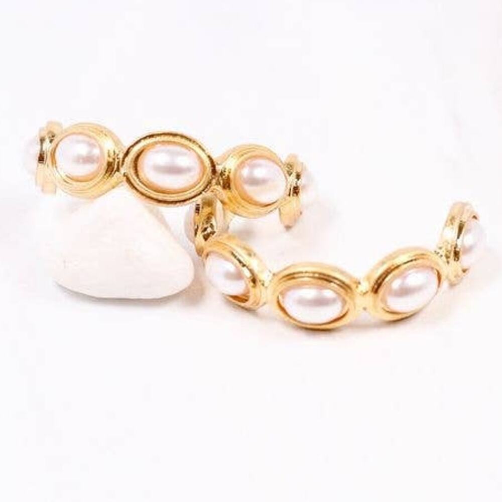 Dalma Pearl Hoop Earrings – Gold